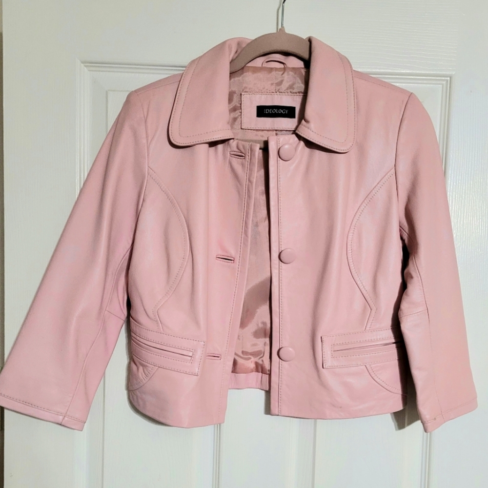 Vintage IDEOLOGY Pink Leather Jacket - cropped